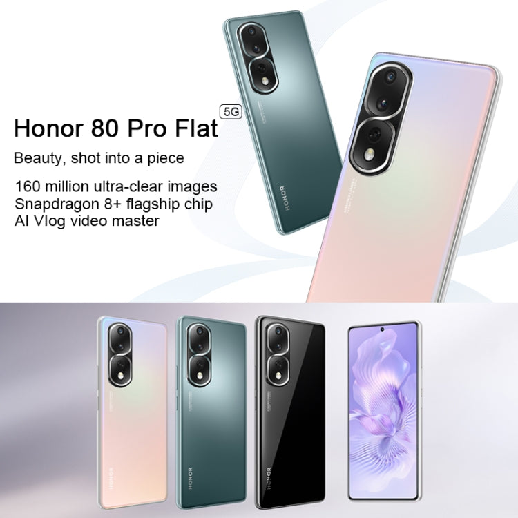 Triple Back Cameras, Screen Fingerprint Identification, 6.67 inch Magic UI 7.0 Qualcomm Snapdragon 8+ Gen1 Octa Core up to 3.0GHz, Network: 5G, OTG, NFC, Not Support Google Play, Honor 80 Pro Flat 5G, 12GB+256GB Triple Back Cameras, Screen Fingerprint Identification, 6.67 inch Magic UI 7.0 Qualcomm Snapdragon 8+ Gen1 Octa Core up to 3.0GHz, Network: 5G, OTG, NFC, Not Support Google Play, Honor 80 Pro Flat 5G, 12GB+256GB